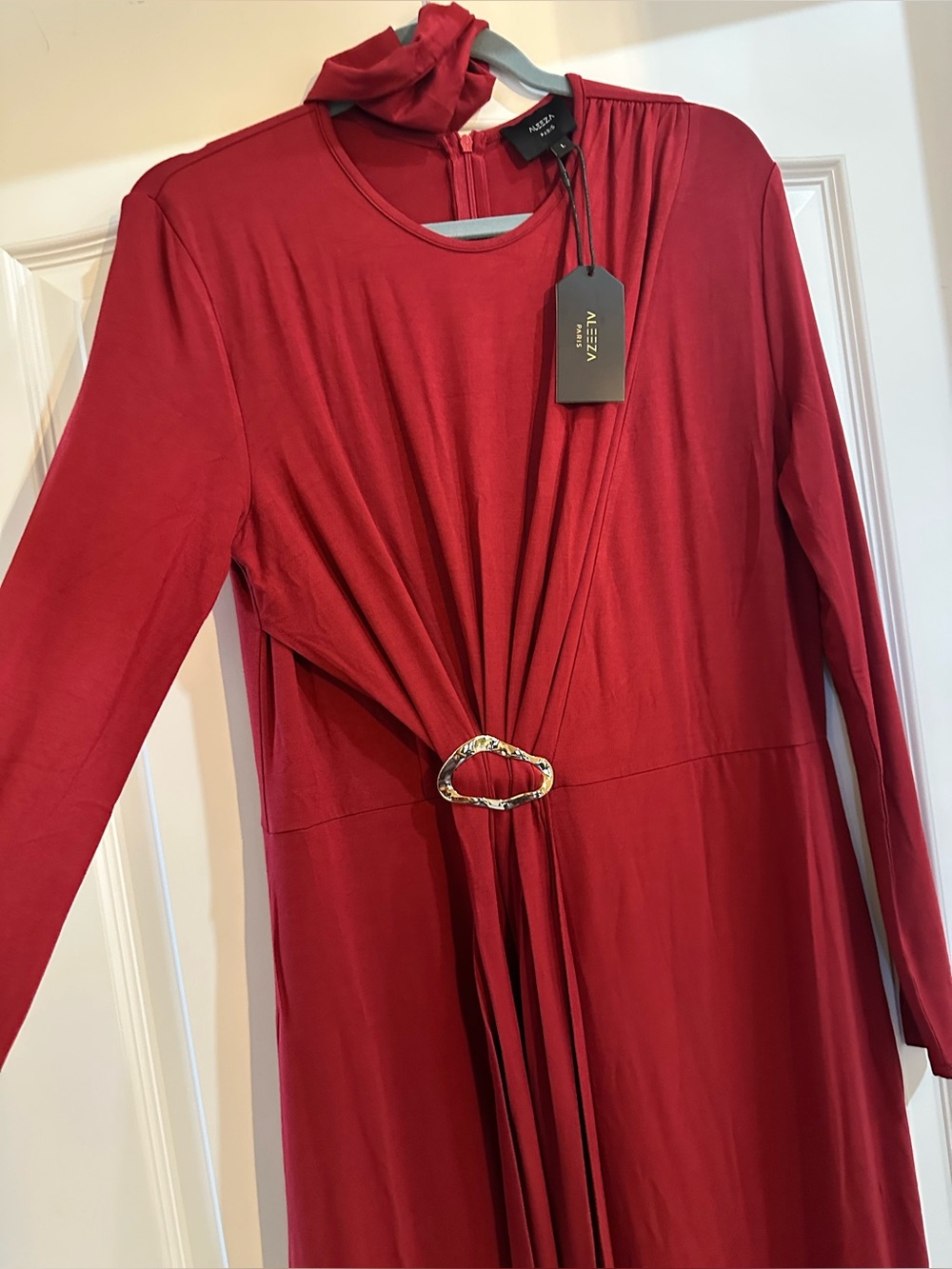 NWT Aleeza Paris High-Neck Draped Dress - Size L - Picture 8 of 14